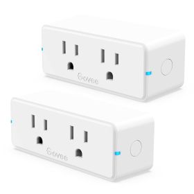 Govee Dual Smart Plug 4 Pack, 15A WiFi Bluetooth Outlet, Work with Alexa and Google Assistant, 2-in-1 Compact Design