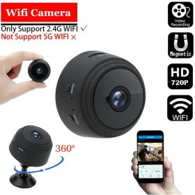 1pc A9 Mini Camera; HD 720P 2.4G Wifi IP Camera; Night Vision; Smart Home Security Wireless Mini Camcorder; Mobile Remote View Video Surveillance (Color: Black 64G SD Card)
