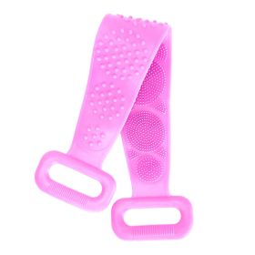 Exfoliating Silicone Body Scrubber Belt with Massage Dots - Shower Strap Brush with Adhesive Hook (Color: Purple, size: One size)
