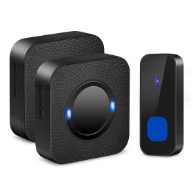 Wireless Doorbells Bells IP55 Waterproof 984ft Cordless Doorbell Chimes 55 Chimes W/ 2 Plug Receivers for Office Apartment House (Color: Black, size: 2-receiver)